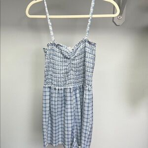 Blue Plaid Smocked Romper